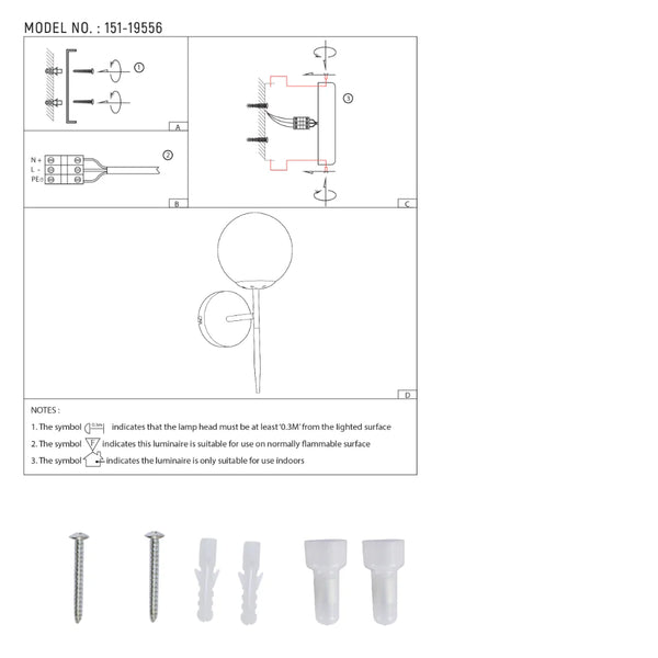 user manual of Mid-century Nordic Globe Sconce Modern Wall Light
