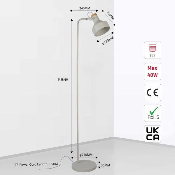 Minimalist Adjustable Floor Lamp with Wooden Accent 14
