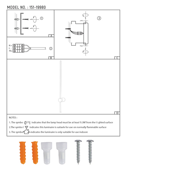 Technical specs of Minimalist Linear Wall Sconce Light 151-19980