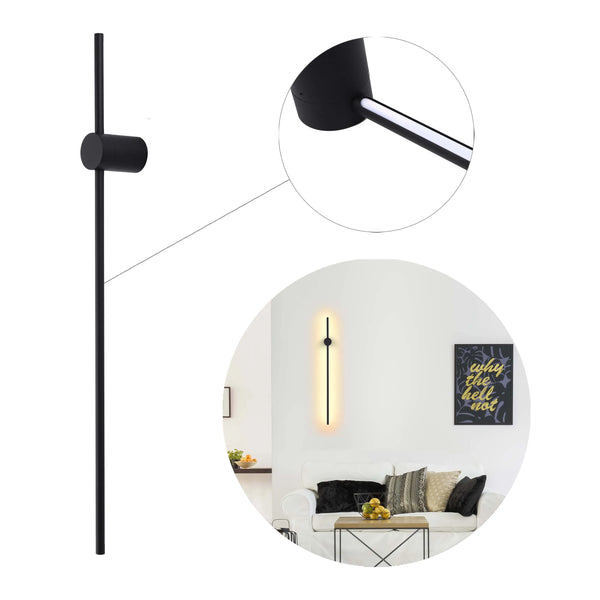 Rod Feature Light Minimalist Rod Wall Light in Black or Gold with Integrated LED – Star ...