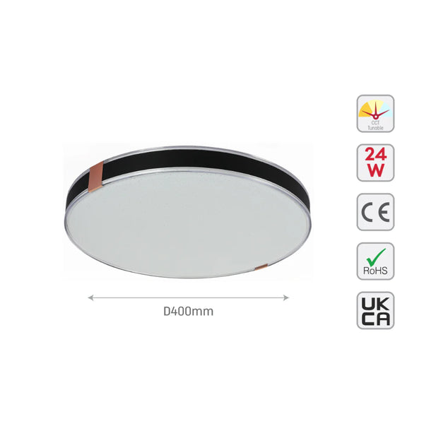 Modern Flush Ceiling Lights with Black Frame and Bronze/Copper Accents, LED Flush Ceiling Light, TEKLED 13
