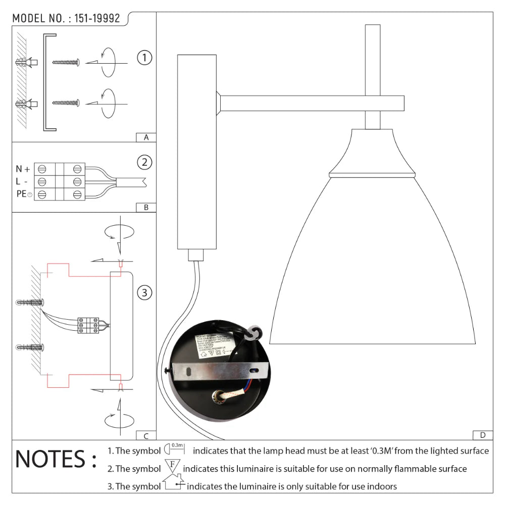 Modern Plug-In Wall Light with Smoky Glass Shade 8