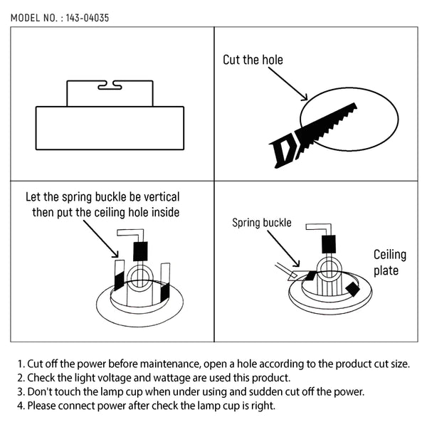 Technical specs of Modern Recessed GU10 Fixed Downlight with Low UGR Aluminium Design 143-04035