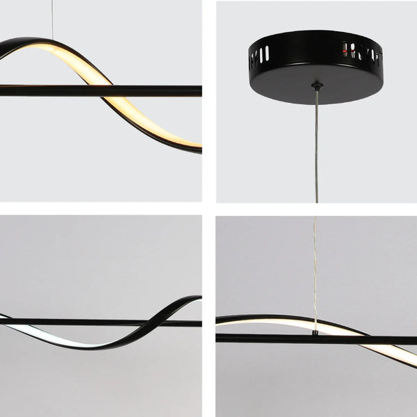 Close shots of Modern Sleek Infinity Wave LED Pendant Light 159-18120