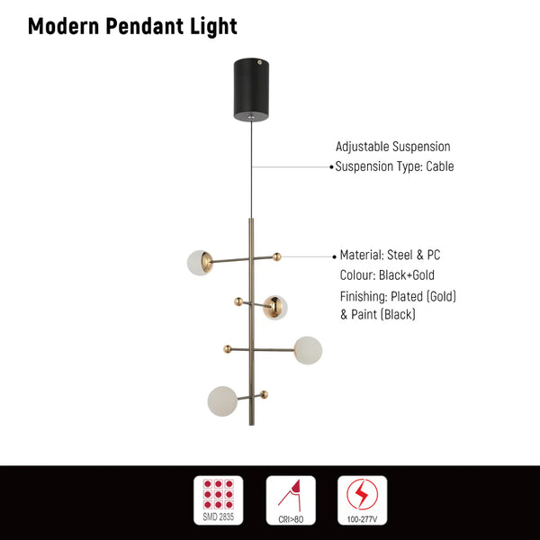 Technical specs of Modern Spacious Chandelier Ceiling Light Gold  159-18155