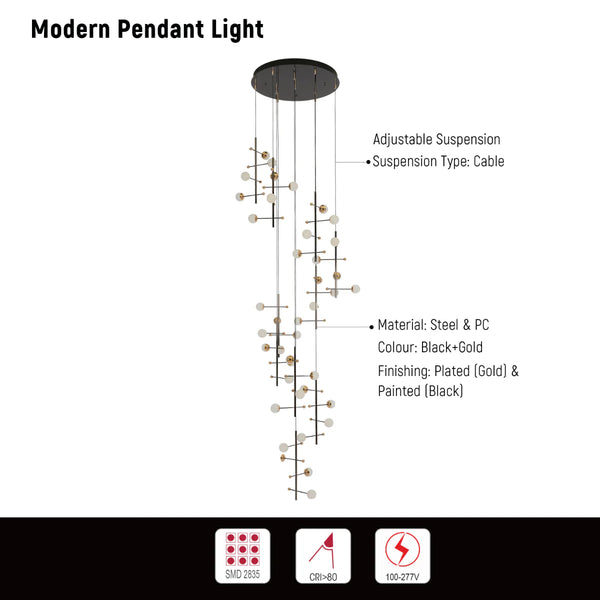 Technical specs of Modern Spacious Chandelier Ceiling Light Gold  159-18156
