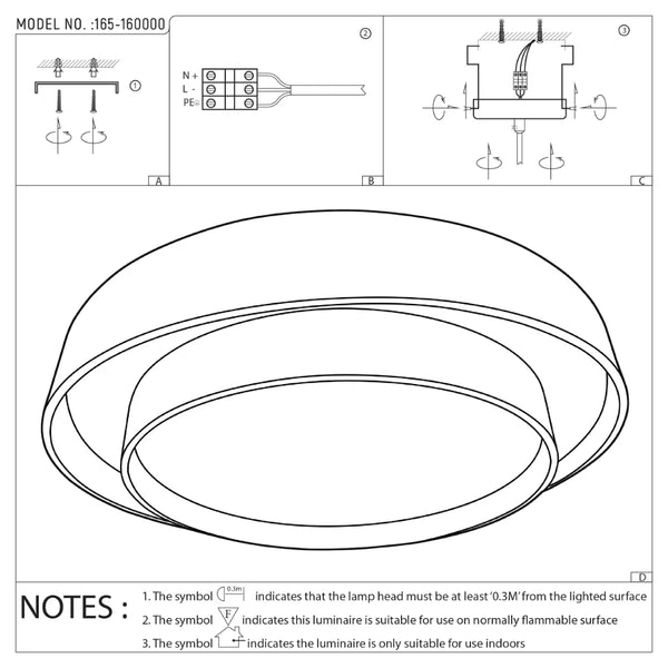Modern Two-Layer LED Flush Mount Ceiling Light with Remote Control, LED Flush Ceiling Light, TEKLED 15