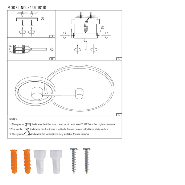 Technical specs of Nested Halo LED Flush Ceiling Light 159-18110