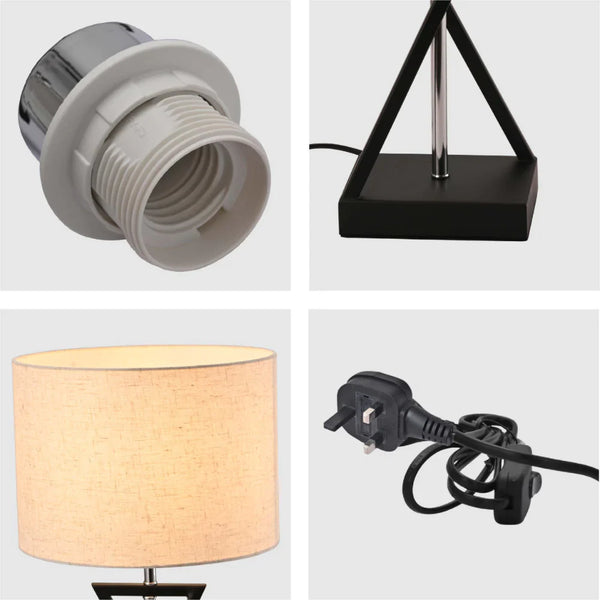Close up of Nordic Art Deco Table Lamp  Black Nickel Flaxen | TEKLED 130-03636