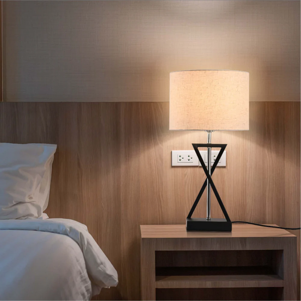 Interior application of Nordic Art Deco Table Lamp  Black Nickel Flaxen | TEKLED 130-03636