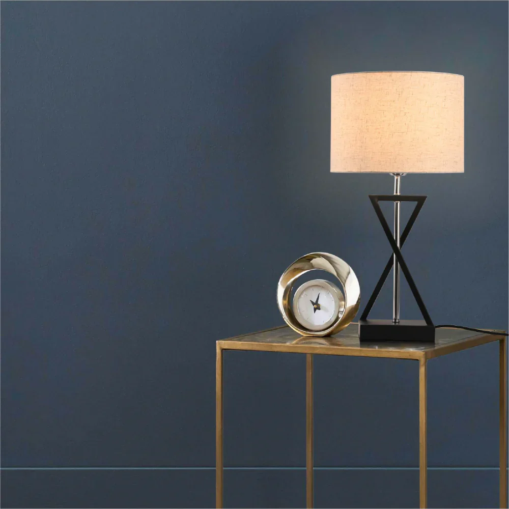 Living room kitchen bedroom use of Nordic Art Deco Table Lamp  Black Nickel Flaxen | TEKLED 130-03636