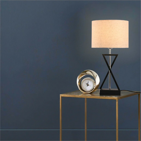 Living room kitchen bedroom use of Nordic Art Deco Table Lamp  Black Nickel Flaxen | TEKLED 130-03636