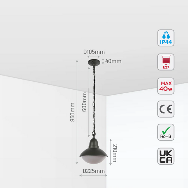 Norman Outdoor Pendant Lamp E27 Dark Grey 5