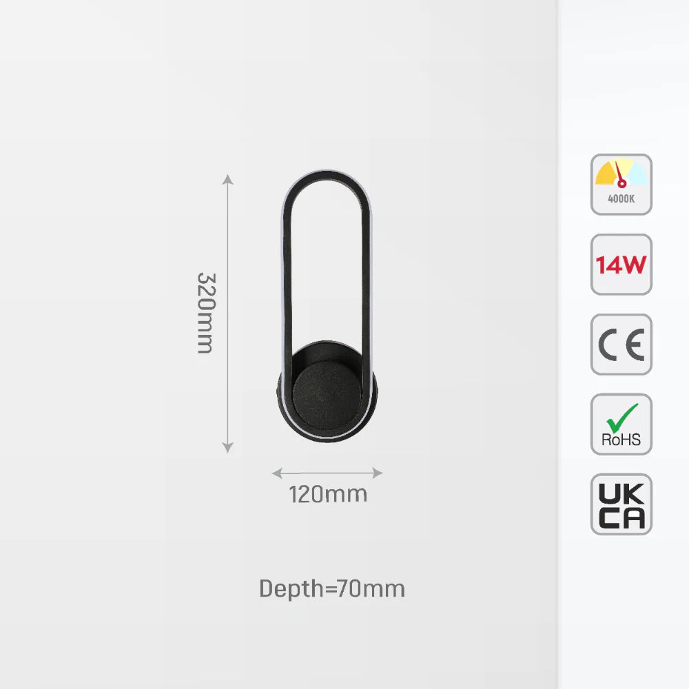 Orbit Ellipse Ambient LED Cool White Wall Sconce Black 5
