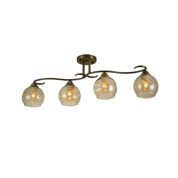 Main image of S-Curve Antique Brass and Dimpled Amber Globe Light | TEKLED 159-179981