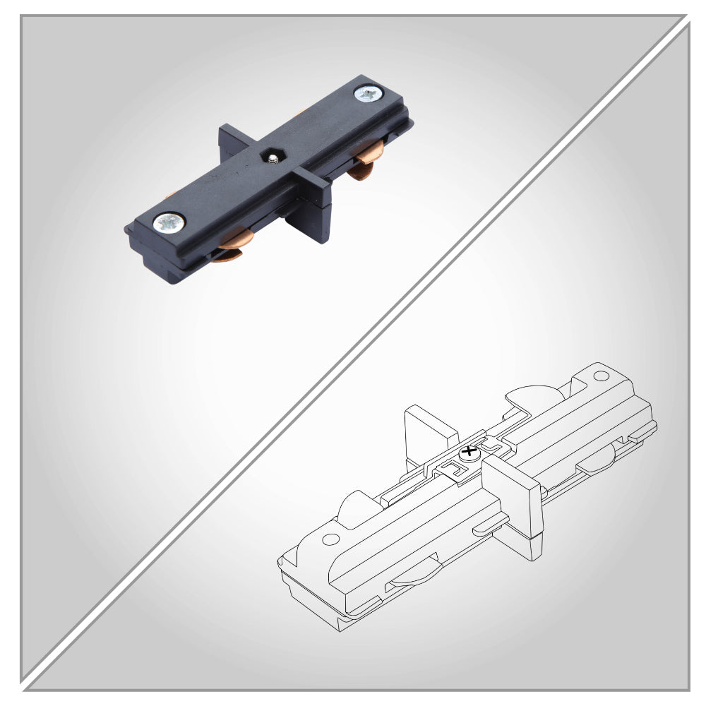 Size for I straight L T X Connector for Track for 3 Conductor Tracklight adaptors Black or White | TEKLED 175-15637
