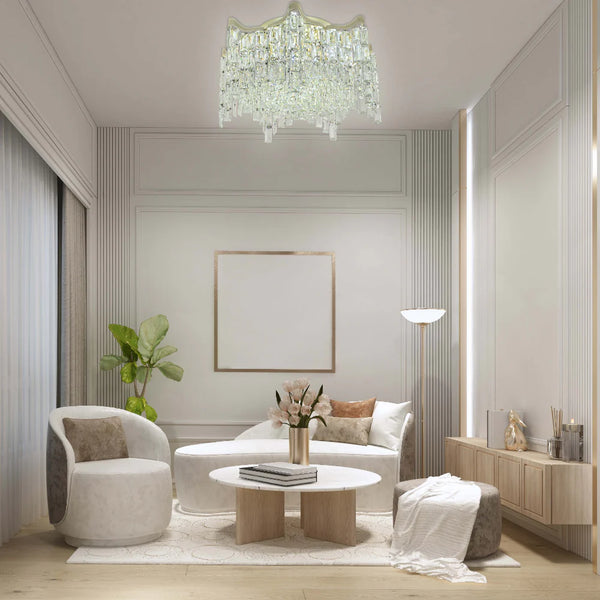Living room kitchen bedroom use of Star Crystal Flush Chandelier Ceiling Light | TEKLED 159-18057
