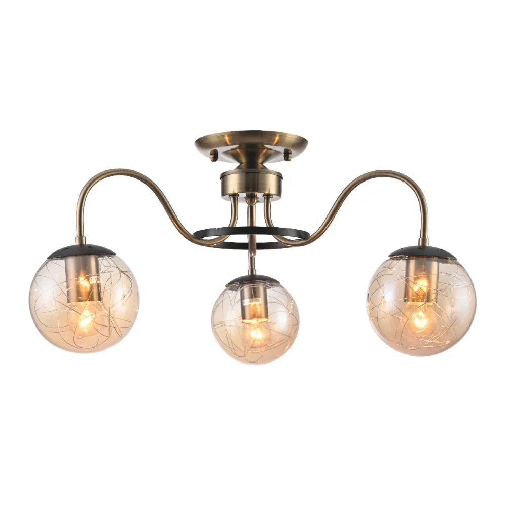 Main image of Swan Neck Antique Brass & Amber Globe Light | TEKLED 159-17994