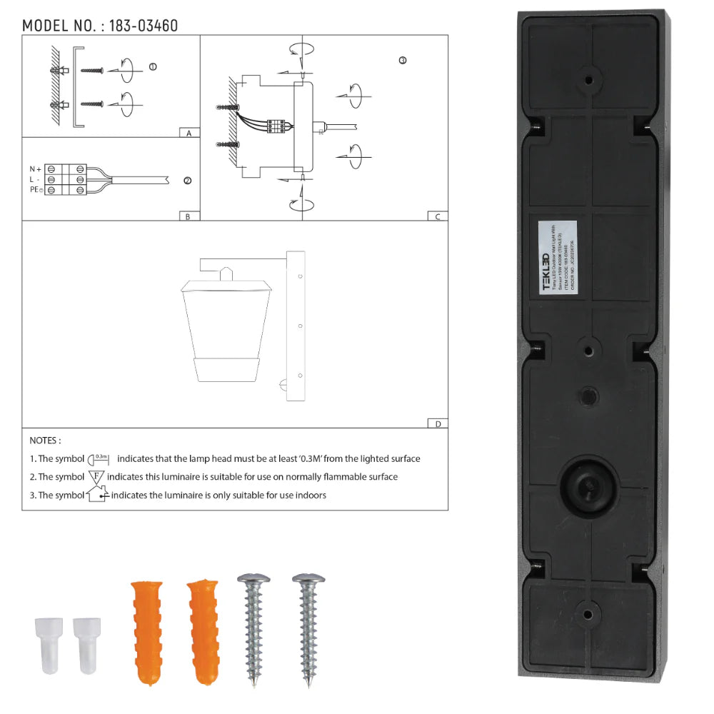 Tiany LED Outdoor Lantern Wall Light 13W 4000K 16
