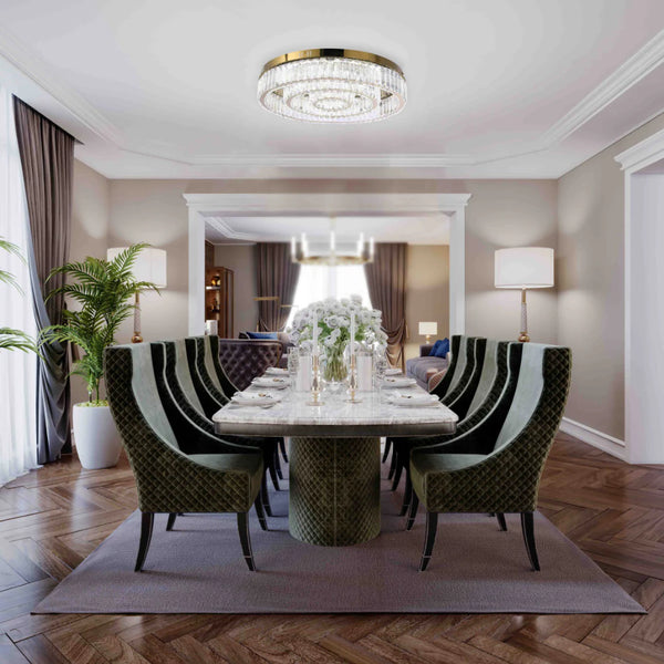 Triple Nested Ring Crystal Flush Ceiling Chandelier Light with Remote Control 3 Colour D600mm 4