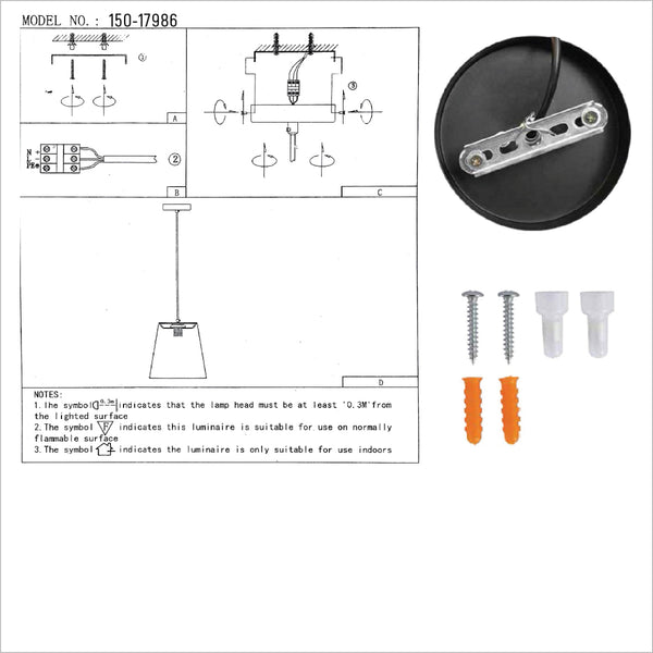 User manual for Black-Golden Metal Frustum Pendant Ceiling Light with E27 | TEKLED 150-17986