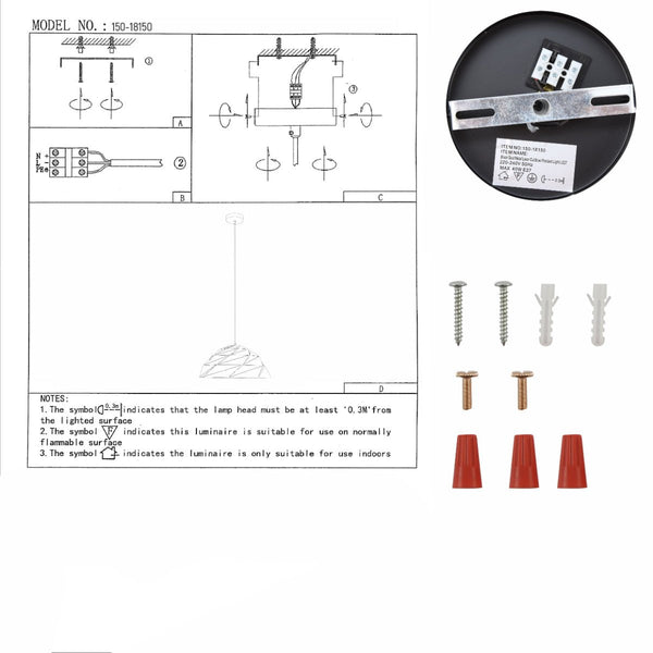 User manual for Black Gold Metal Laser Cut Dome Modern Pendant Light D450 with E27 Fitting | TEKLED 150-18150