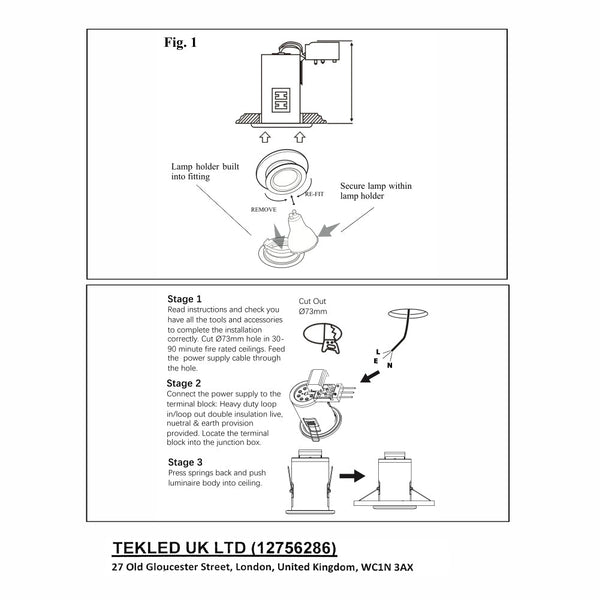 User manual for Fixed Diecast Aluminium Downlight Satin Nickel IP20 GU10 | TEKLED 143-03728