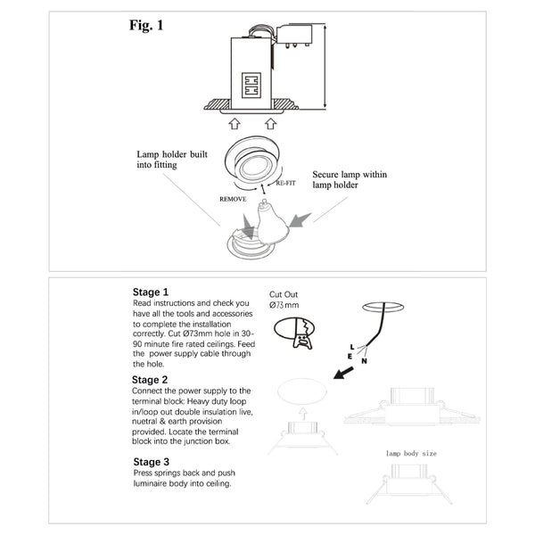 User manual for IP65 Fixed Diecasting Downlight With GU10 Terminal Bracket And Junction Box Satin Nickel | TEKLED 143-03734