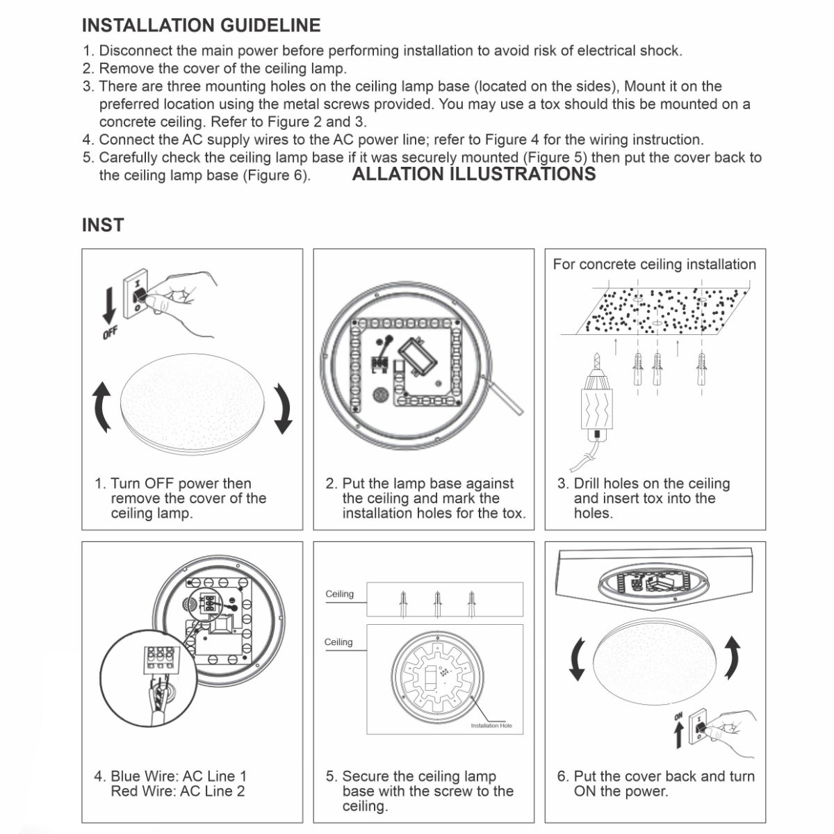 User manual for Moonlight Flush Ceiling Light 12W Warm White Cool White Cool Daylight 900LM IP20 non-yellowing PMMA Cover | TEKLED 121-03980