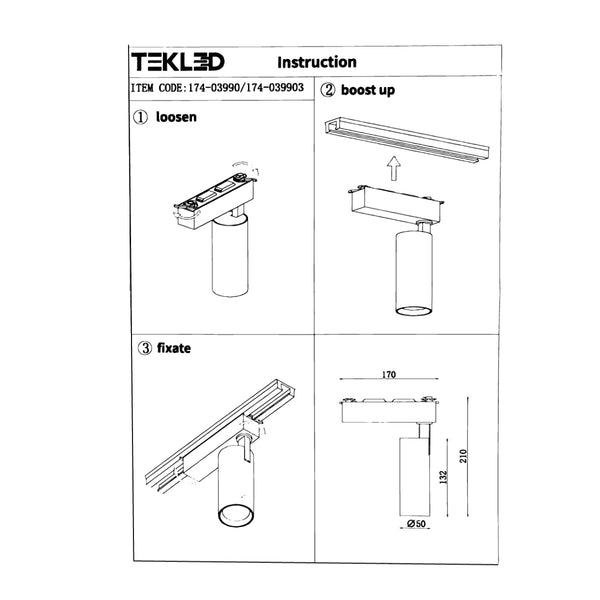 User manual for Tracklight 3-wire Single Line 10W Cool White 4000K White Body | TEKLED 174-03990