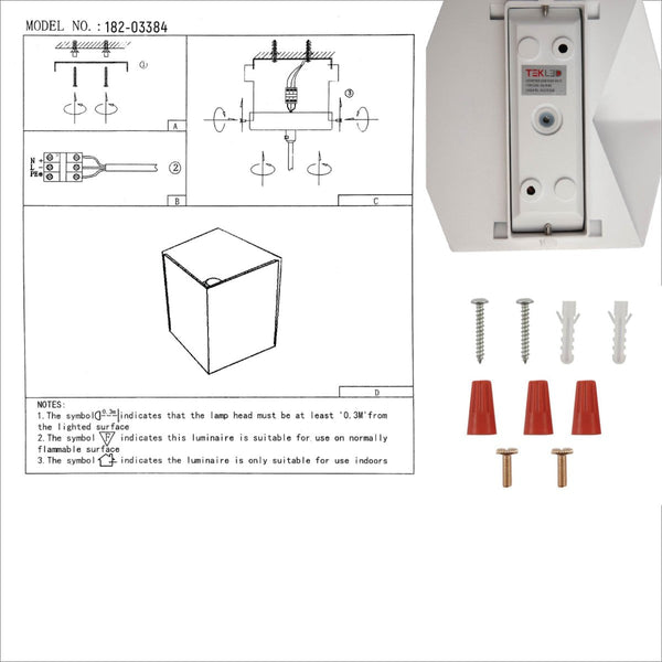 User manual for White Cuboid Up Down Outdoor Modern LED Wall Light | TEKLED 182-03384