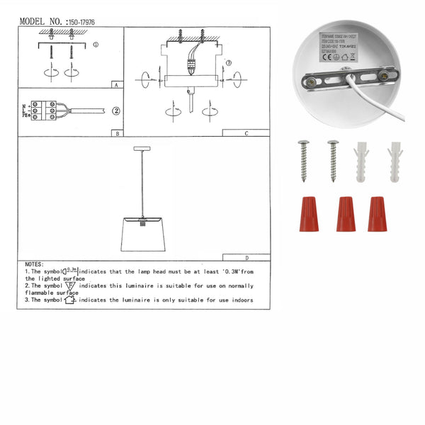 User manual for White Metal Flowered Frustum Pendant Ceiling Light with E27 | TEKLED 150-17976