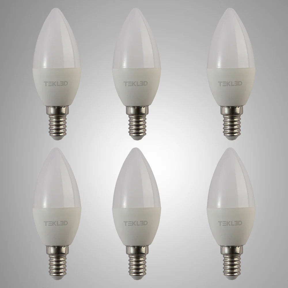 Vela LED Candle Bulb C37 Dimmable E14 Small Edison Screw 5W Pack of 6 12