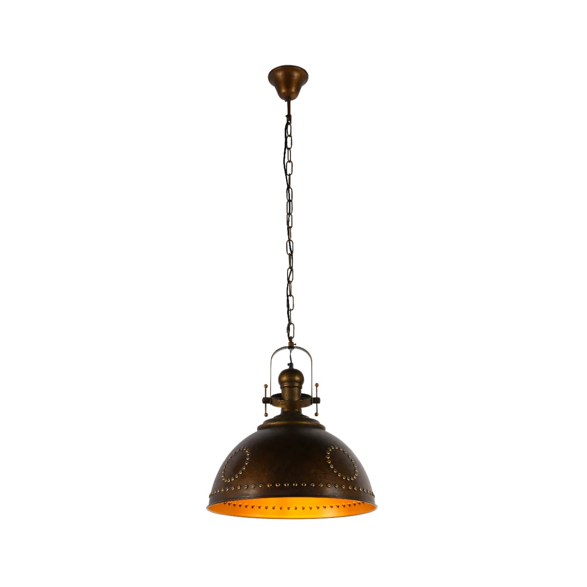 Main image of Vintage Industrial Dome Pendant Light with Rivet Detailing 150-19032