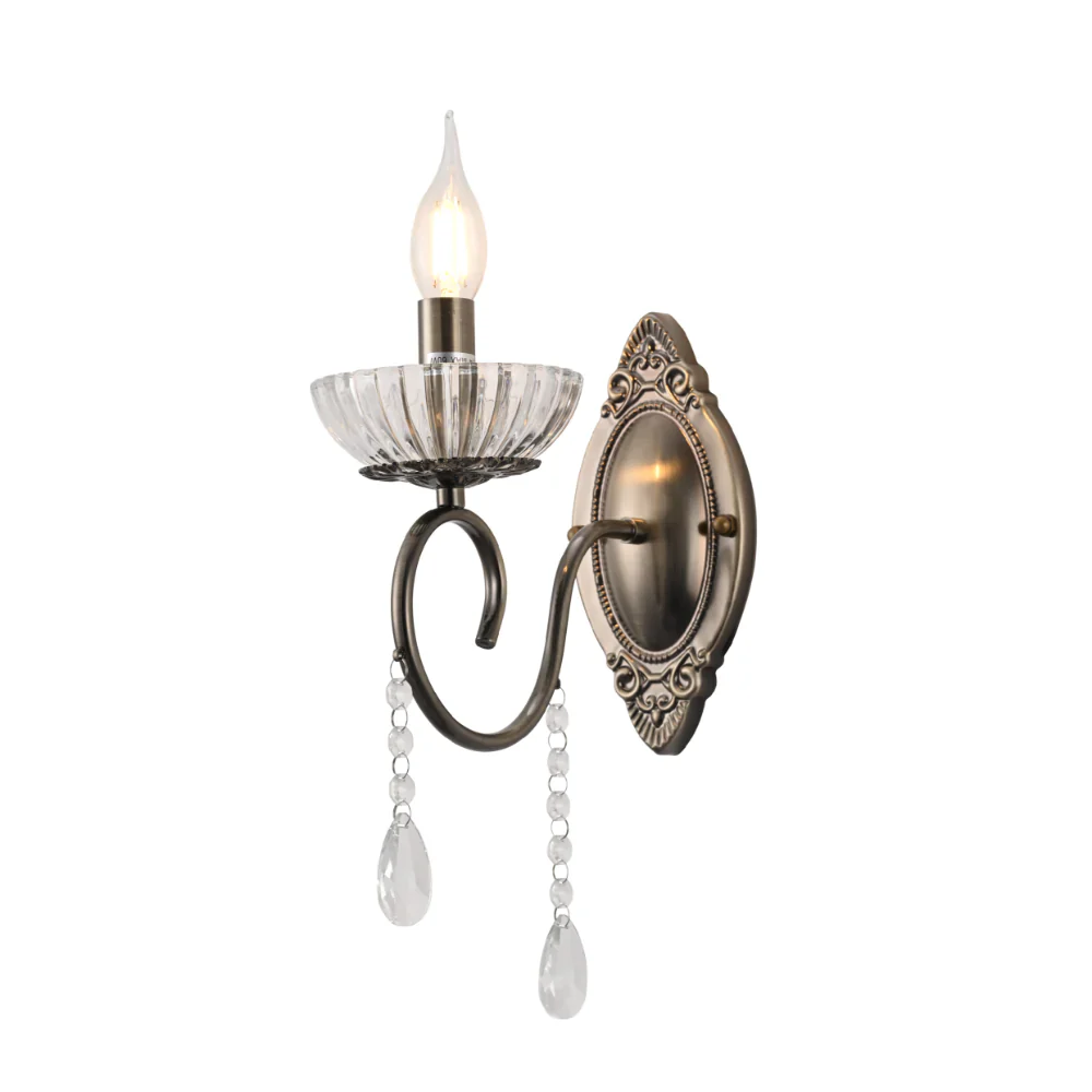 Main image of Vintage Metal & Glass Candle Wall Light | TEKLED 151-19926
